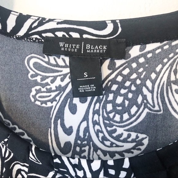 EIC WHBM Tank Blouse, Tie Shoulder, Black, White S - Picture 3 of 5